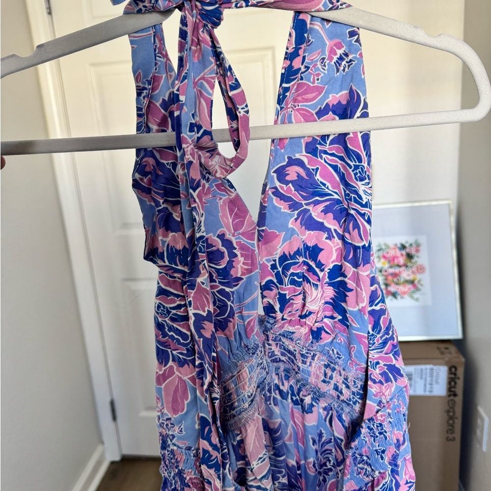 Bright Floral Cotton Dress with Peep Hole